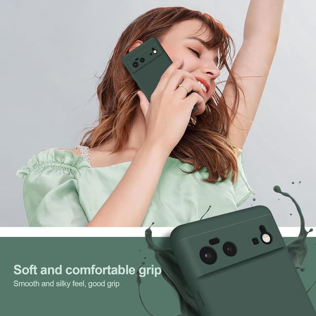 Detalle 2 de Btstring Hülle für Google Pixel 6 aus Silikon – Ganzkörper-Case mit weichem Mikrofaserfutter (Grün)