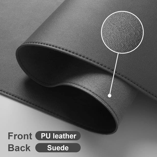 Detalle de DAWNTREES Schreibtischunterlage aus Kunstleder mit rutschfester Wildleder-Rückseite (Dunkelgrau, 80x40 cm)