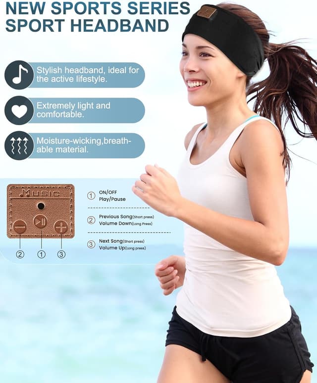 Detalle 2 de Mixiba 2-Pack Sleeping Headphones Headband for Sleep