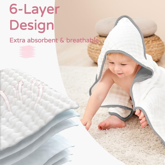 Thumbnail 3 de Yoofoss Hooded Baby Towel 32x32 Inches
