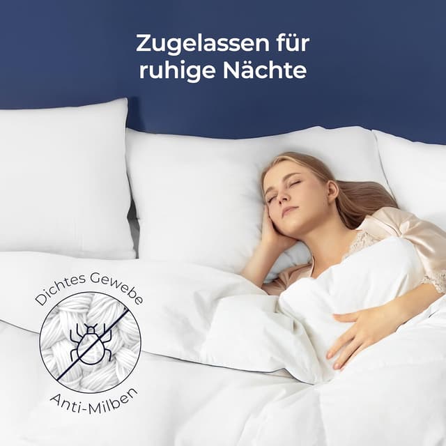 Detalle 2 de Dreamzie Daunendecke 155×220 cm (650 gsm) – Warm Winterdecke mit Daunen & Federn