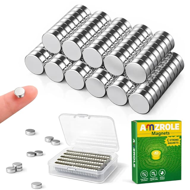 Detalle de Amzrole 100 Mini Neodym-Magnete (6 x 2 mm) – starke Rundmagnete für Magnettafel, Whiteboard & Kühlschrank