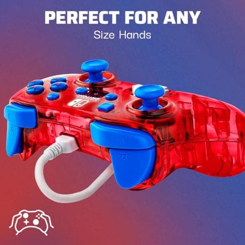 Detalle 2 de PDP Rock Candy mando con cable para Nintendo Switch (Mario, con sticks cóncavos)