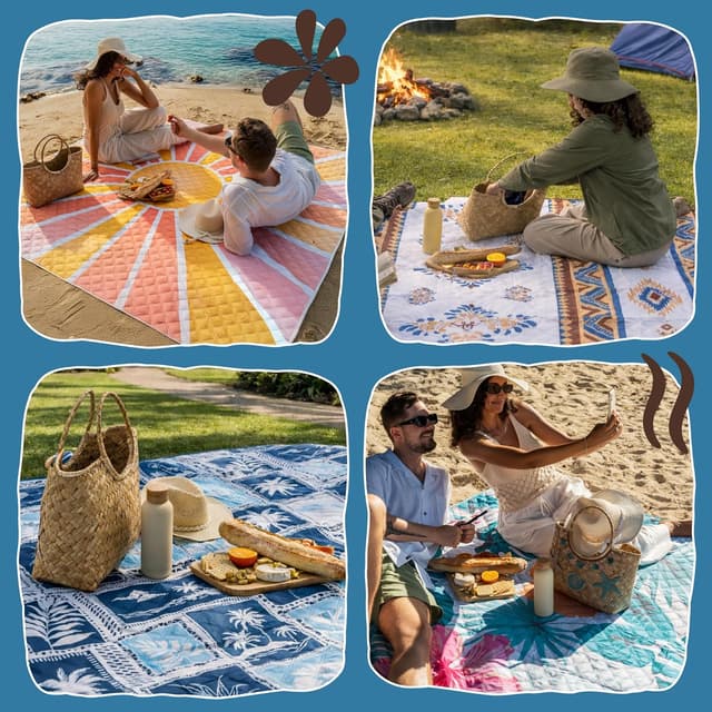 Thumbnail 6 de Twinzee Coperta Pic Nic Impermeabile 200x200 cm (XXL) stuoia da campeggio, picnic e spiaggia