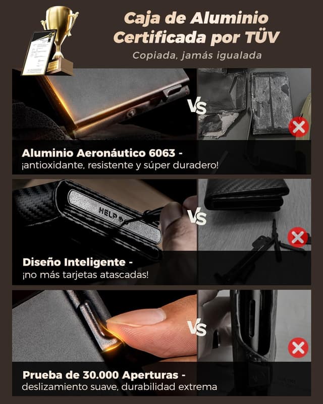 Detalle 2 de LORZOR Carteras Hombre Pequeñas con RFID y Monedero