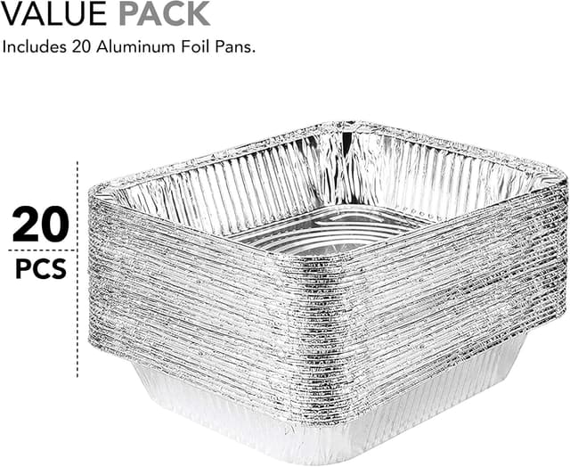 Detalle de Stock Your Home 9x13 Aluminum Pans (20 Pack) — Disposable, Recyclable Half Size Steam Table Trays