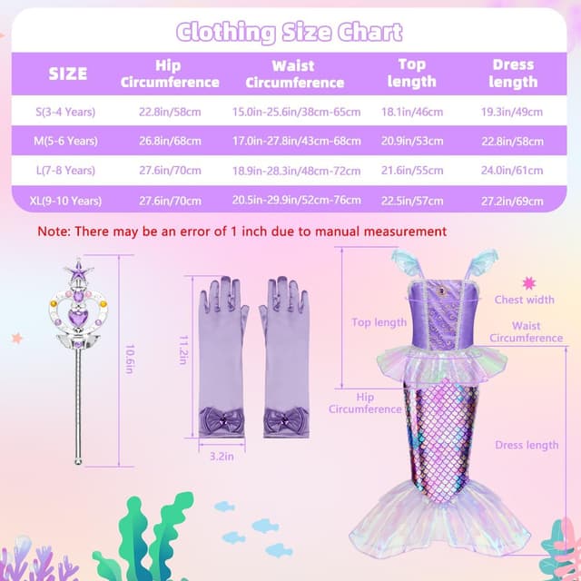 Detalle 2 de MELAND Mermaid Costume Kids 3-10