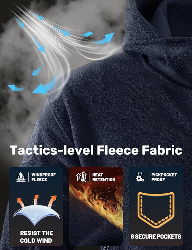 Thumbnail 1 de TACVASEN Herren Fleecejacke Winddicht mit Kapuze