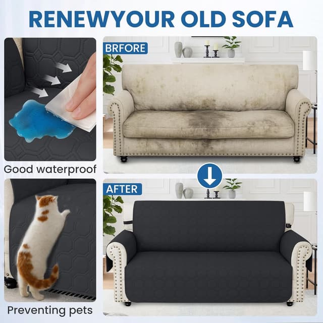 Thumbnail 4 de Ystyle Housse de canapé imperméable 4 places noir