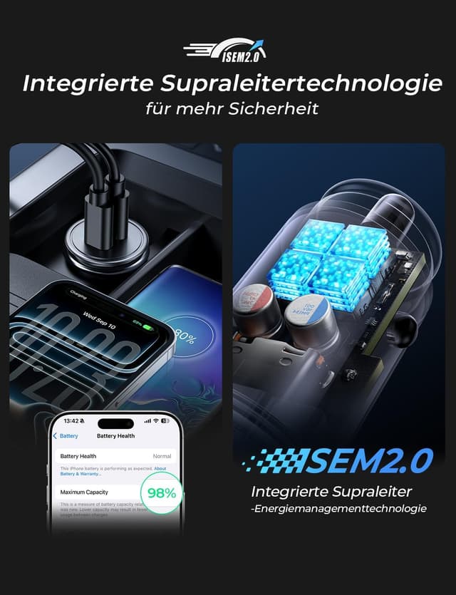 Detalle 2 de AINOPE 67.5W USB C Auto Ladegerät 45W