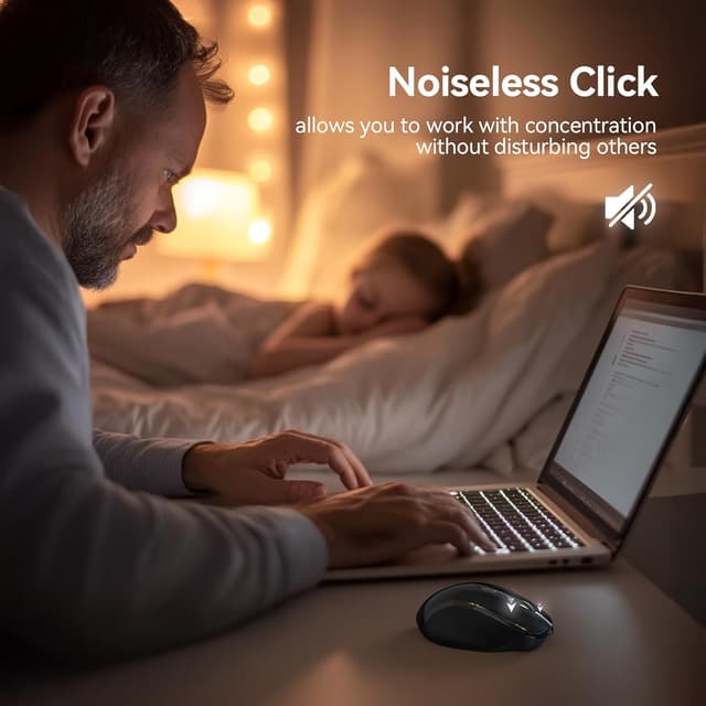 Detalle de TECKNET Bluetooth Mouse Jiggler (BT 5.0/3.0 + 2.4G) Rechargeable Silent Ergonomic 6 Buttons, Black