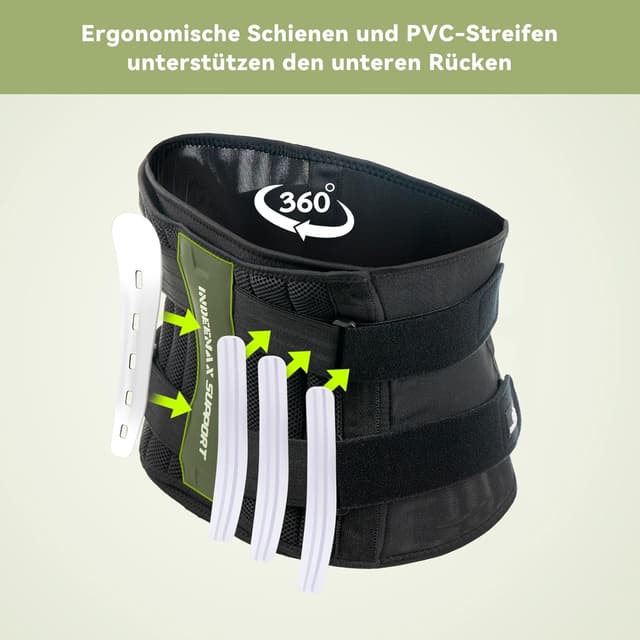 Detalle de INDEEMAX Rückenstützgürtel mit 3D-Lordosenpolster – verstellbare Lendenwirbelstütze für Rücken und LWS