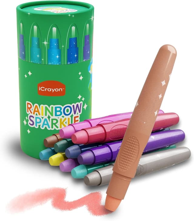 Detalle de Rainbow Sparkle Metallic Watercolor Gel Crayons (12 colours) twistable pencils for toddlers