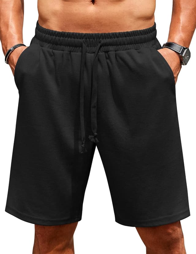 Detalle de COOFANDY Herren Kurze Jogginghose mit Taschen – leichte Sommer-Shorts mit elastischem Bund