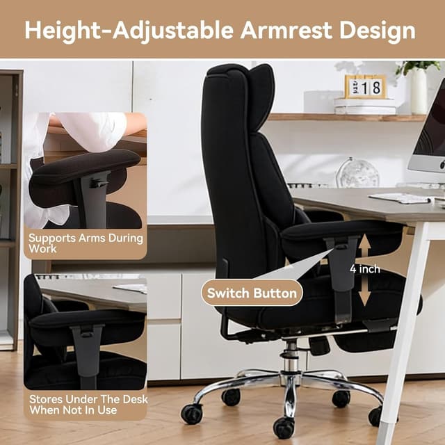 Thumbnail 6 de Efomao Big and Tall Office Chair with Footrest