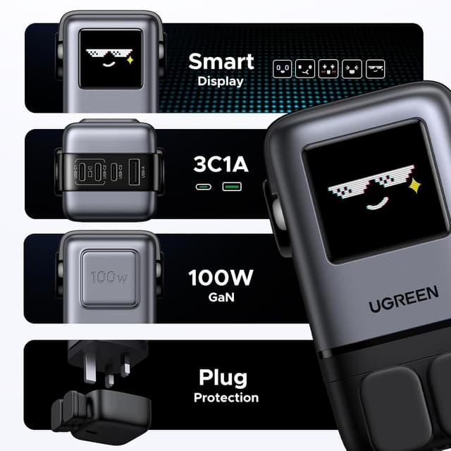 Detalle de UGREEN Uno 100W USB C GaN Charger