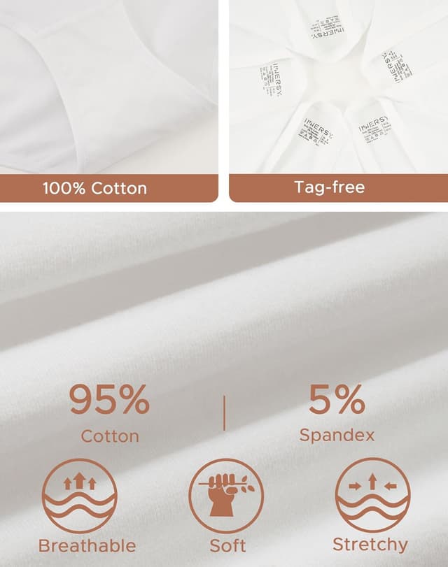 Detalle de INNERSY Women’s Maxi Briefs Cotton Underwear – High Waisted Knickers, Plus Size (Pack of 5)