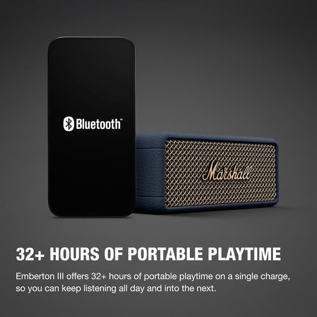 Detalle 2 de Marshall Emberton III Portable Bluetooth Speaker (IP67, 32+ Hr Playtime) — Midnight Blue