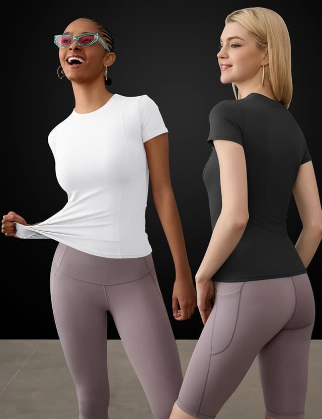 Detalle 2 de IECCP Women’s Gym Shirts Workout Yoga Running Sports Tops – Quick-dry Short Sleeve