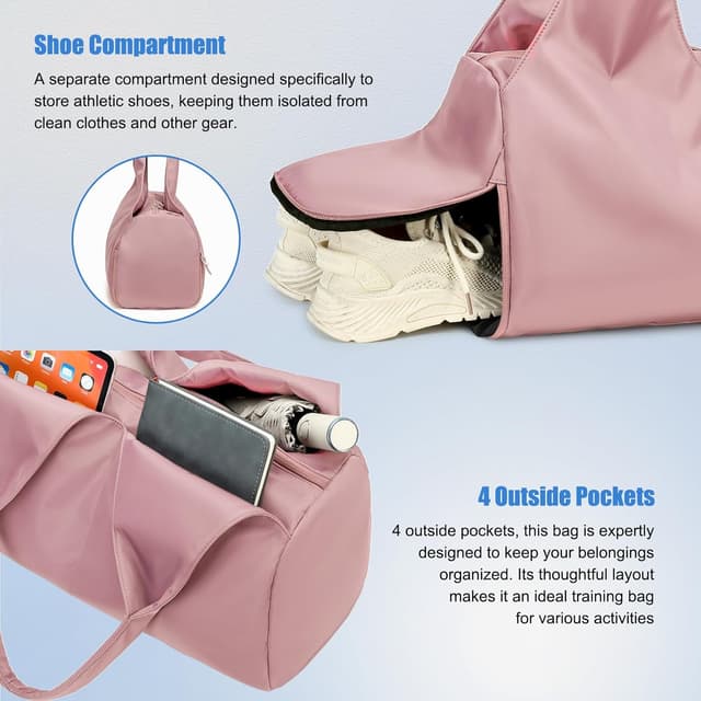 Detalle de SIVENKE foldable gym bag with shoe compartment, wet pocket and 600D nylon
