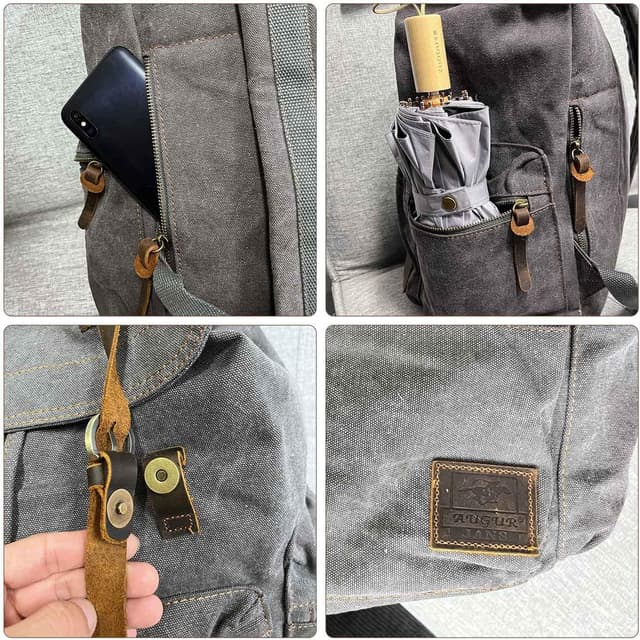 Detalle 2 de AUGUR High Capacity Canvas Vintage Backpack for 12–17 inch laptops