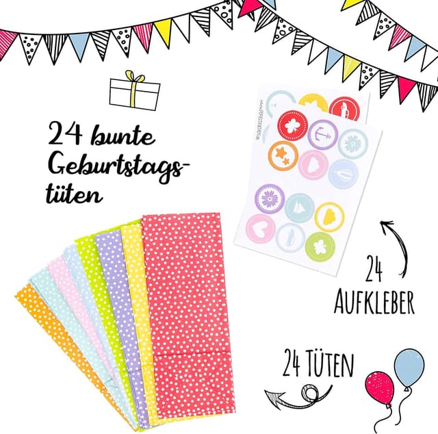 Thumbnail 4 de Papierdrachen Party-Tüten Set mit 24 Stück