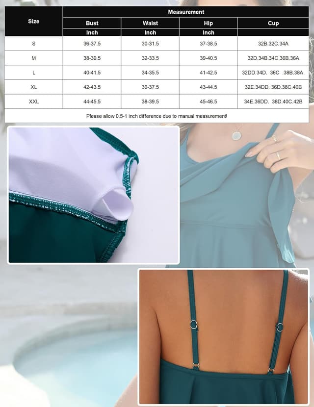 Detalle 2 de AI’MAGE Tankini-Set für Damen mit Bauchweg-Optik, Oberteil und Badeshorts, bedruckt (Tankini Zweiteiler)