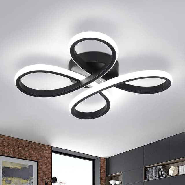Detalle de EIDISUNY Modern LED Ceiling Light 30W (Black, Cool White 6000K) for Living Rooms & Hallways