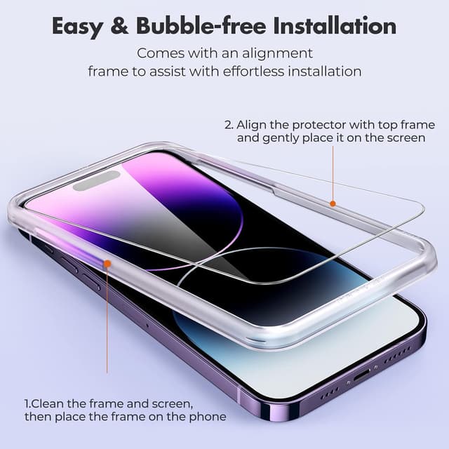 Thumbnail 6 de UNBREAKcable 3-Pack Screen Protector for iPhone 14 Pro Max (double shatterproof tempered glass, 9H)