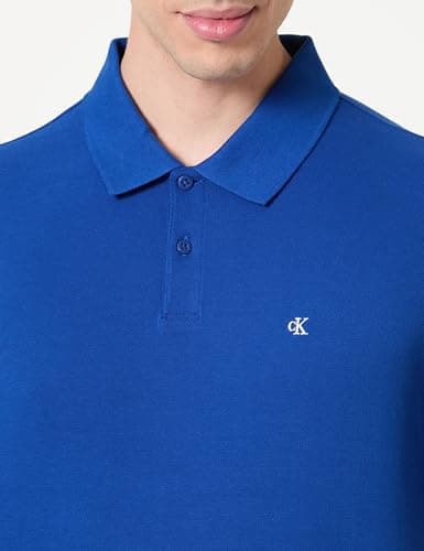 Detalle 2 de Calvin Klein Polo SS Monogram de piqué LV040EM269 para hombre, azul Chase Blue