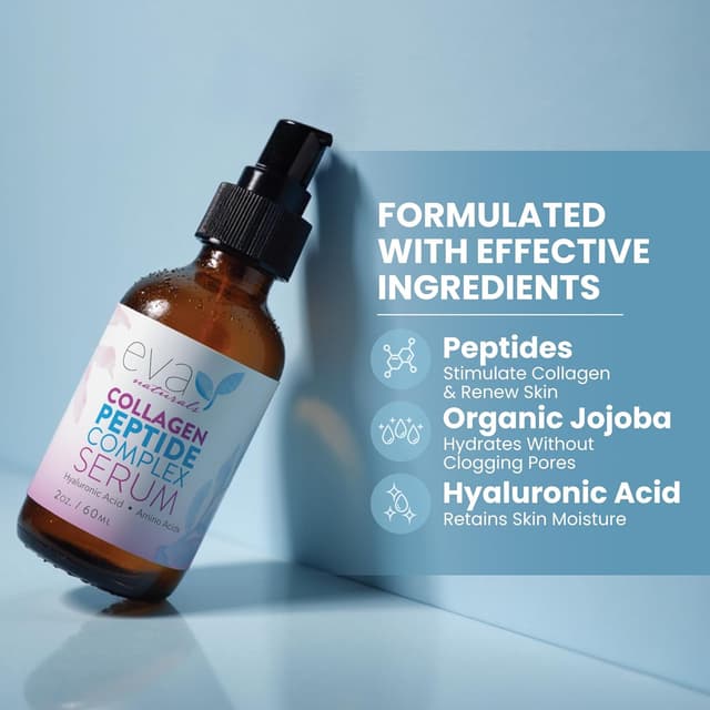 Thumbnail 6 de Eva Naturals Multi Peptide Face Serum (Fragrance-Free) – Anti-Aging Collagen Peptides for Plump & Firm Skin, 2 oz