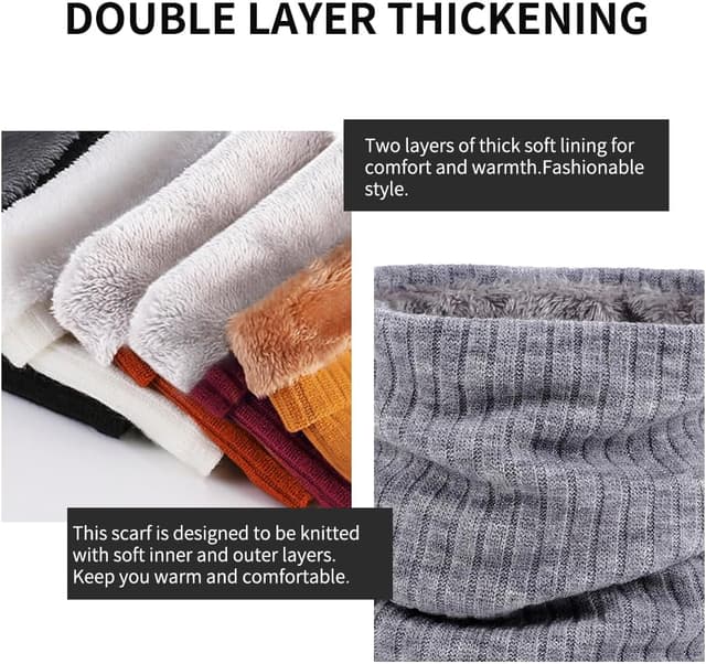 Detalle de HGDGears Cache-cou en polaire coupe-vent thermique en laine tricotée et cachemire