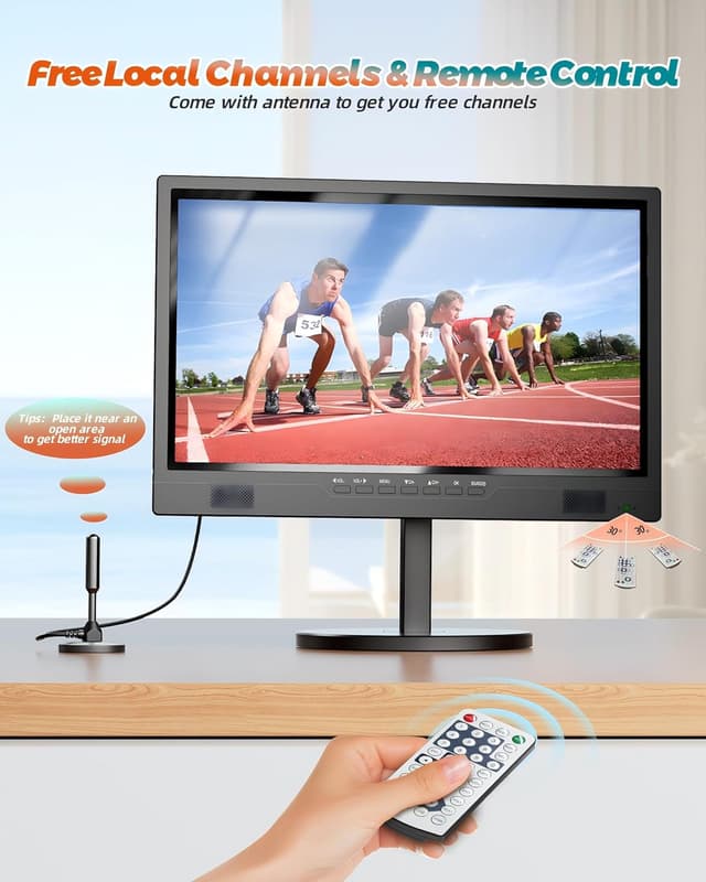 Thumbnail 4 de Desobry 19-inch 1080p Portable TV with built-in rechargeable battery, DVB-T2 and HDMI/USB inputs