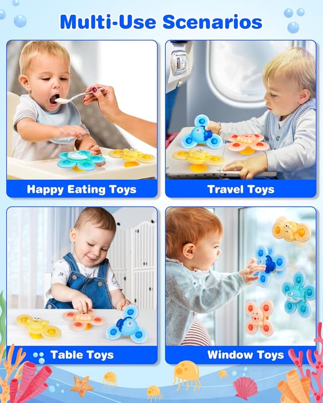 Detalle 2 de Baby Bath Suction Cup Spinner Toys 4-pack
