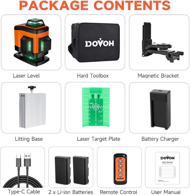 Thumbnail 6 de DOVOH K4-360G 4D 16 Line Self-Levelling Laser Level (Green, 360°) with Rechargeable Batteries