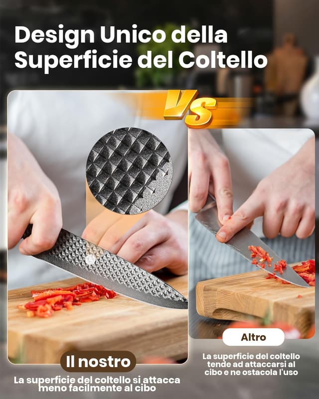 Detalle de Denkich set coltelli da cucina da 7 pezzi con blocco e affilatore integrato