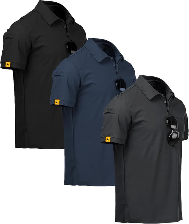 Detalle de ZITY 3-Pack Men’s Lightweight Breathable Polo Shirts (Regular Fit) for Summer