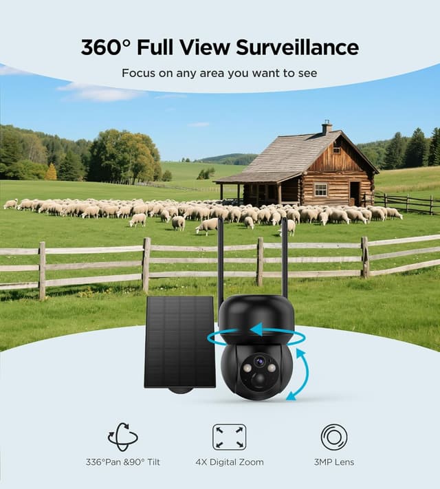 Thumbnail 6 de Überwachungskamera Außen 2K PTZ WLAN IP Kamera Schwarz