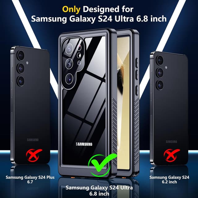 Detalle 2 de SPIDERCASE Upgraded Waterproof Case for Samsung Galaxy S24 Ultra (IP68) with Built-In Screen & Camera Lens Protection