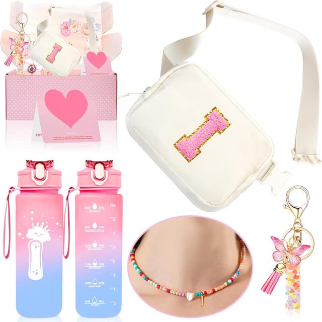 Detalle de Awfrky Initial Cross Body Bag Fanny Pack Personalised Gift Set (6-piece) for teen girls