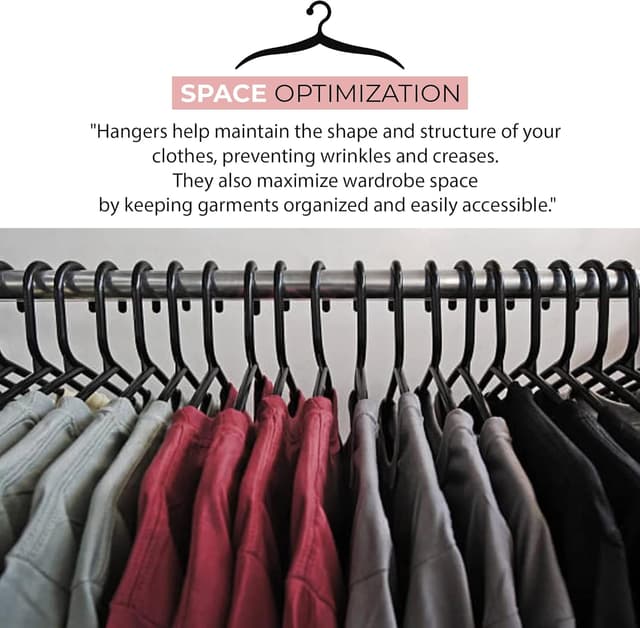 Detalle 2 de Roe Tenpo Coat Hangers 25 Pack (Black) – Non-slip slim plastic adult hangers