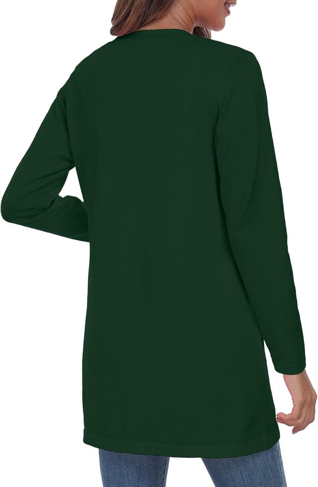 Detalle 1 de YUNDAI women’s open-front lightweight knitted long cardigan with pockets