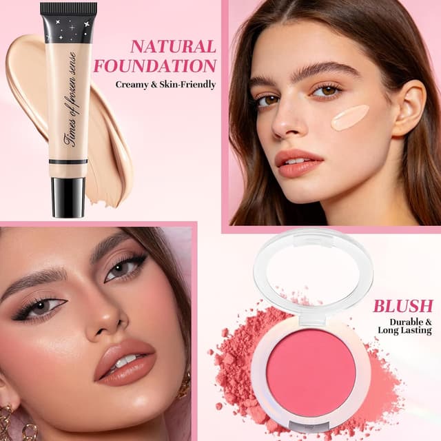 Detalle de Muiefe Kit Trucco Make Up Completo: set donna con palette, rossetti, eyeliner, mascara, sopracciglia e borsa