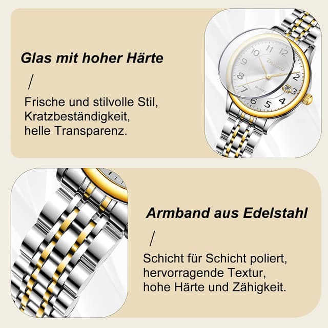 Detalle de Taxau Uhren für Frauen Arabische Ziffern Kleines Zifferblatt Easy Read Damenuhren Einfacher Stil Datum Edelstahl wasserdichte Uhren für Frauen Reloj para Mujer
Taxau Uhren für Frauen Arabische Ziffern Kleines…