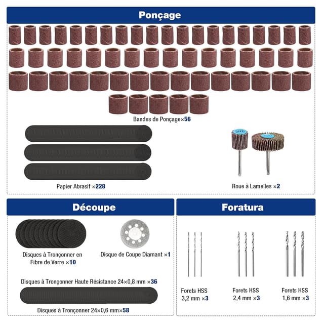 Thumbnail 3 de WORKPRO Coffret 476 accessoires pour outil rotatif