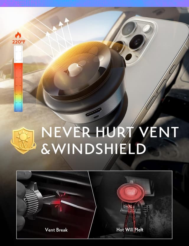 Thumbnail 6 de LISEN Suction Phone Mount (Electric Vacuum + Magnetic) for iPhone 12–16, 360° Adjustable Travel Vlogging Holder