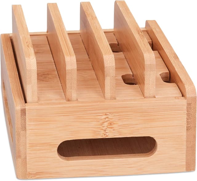 Detalle de Station de charge bambou 6 appareils 9x17x13