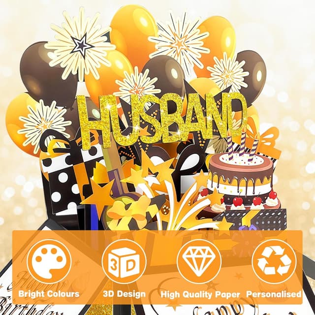 Thumbnail 3 de Happivue Husband Birthday Card 3D Pop Up