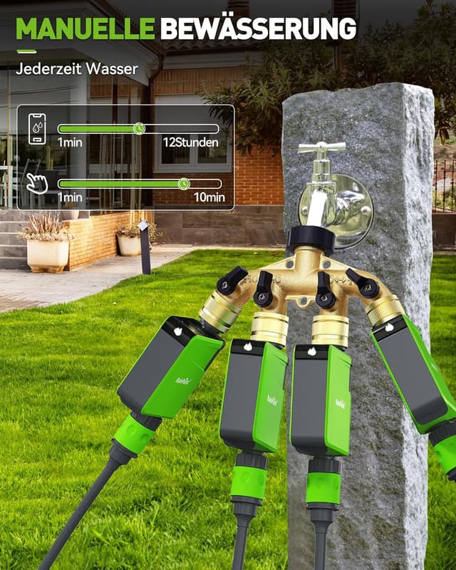 Detalle de RAINPOINT Timer di irrigazione Bluetooth con ingresso in ottone e controllo app