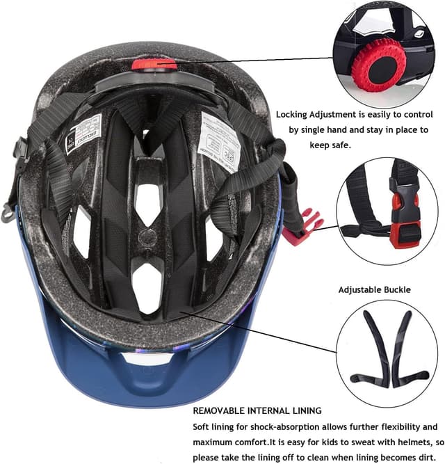 Detalle 2 de Exclusky Kinder-Fahrradhelm für Jungen und Mädchen (50–57 cm, ab 5–13 Jahre) mit Visier und verstellbar